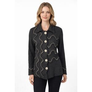 Persamen New York Asymmetrical Vintage Button Down Wool Cardigan Sweater Size S.